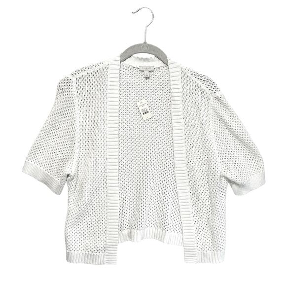 Talbots Crochet Shrug Cardigan Sweater NWT Women's Sz L White Coastal Lagenlook - Picture 1 of 4